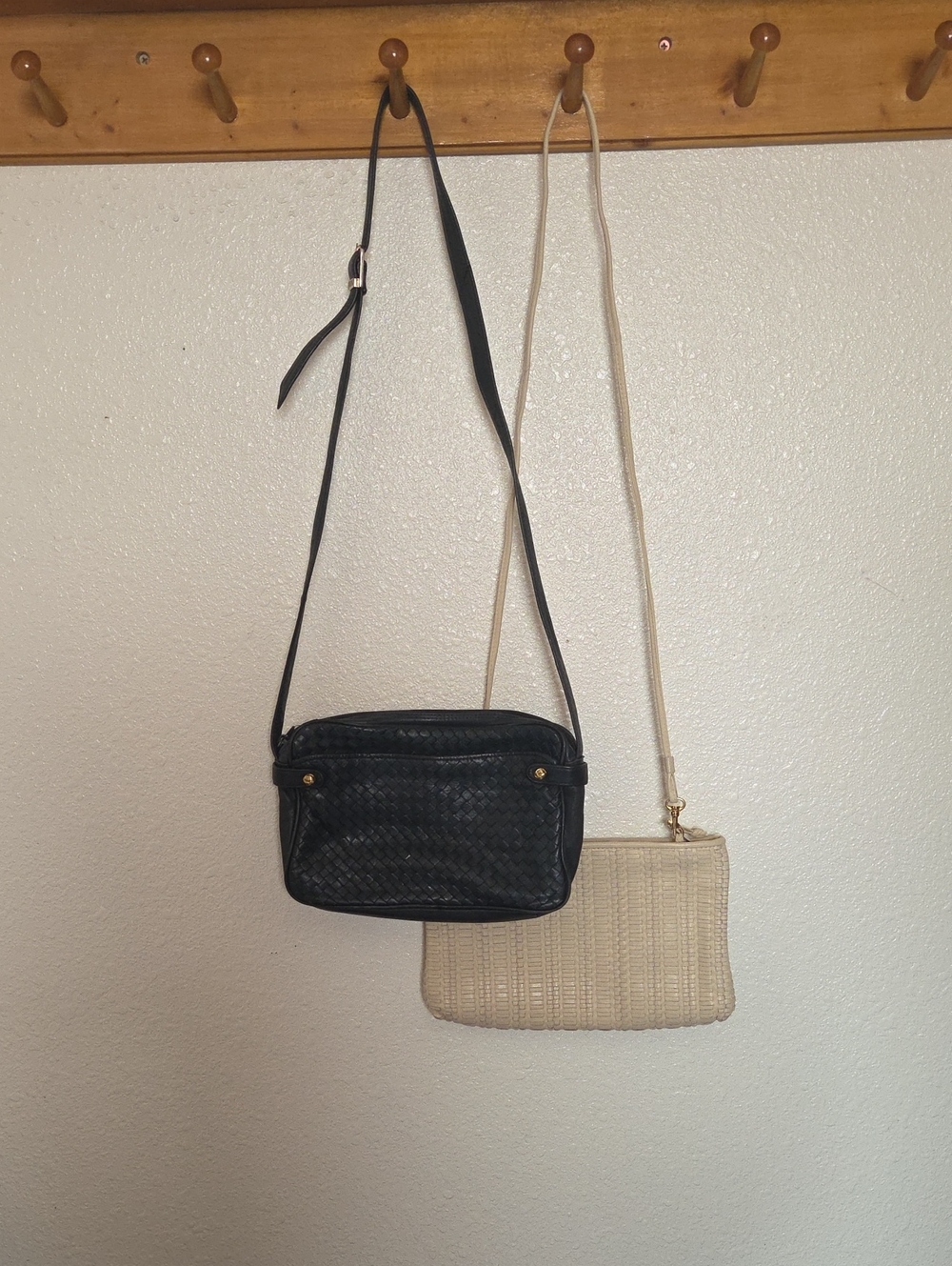 Black Woven Crossbody Bundle Bags with Gold Accent